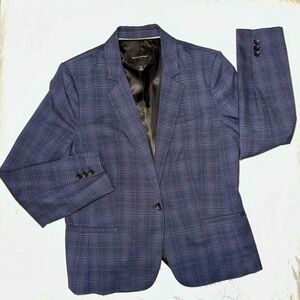 NWT Banana Republic Factory Blazer Blue Plaid Blazer Size 14